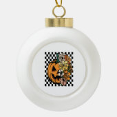 Floral Pumpkin Keramische Bal Ornament (Voorkant)