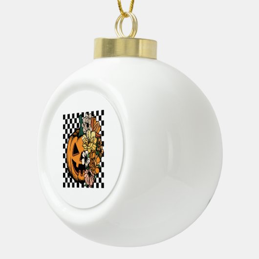 Floral Pumpkin Keramische Bal Ornament (Rechts)