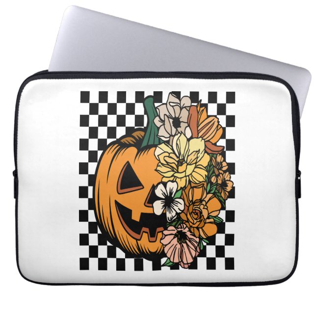 Floral Pumpkin Laptop Sleeve (Voorkant)