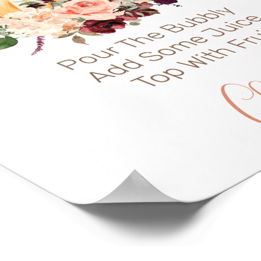 Floral Pumpkin Mam-osa Bar-Baby shower Poster (Hoek)