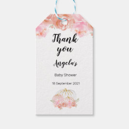 Floral Pumpkin Modern Dank u Label. Cadeaulabel