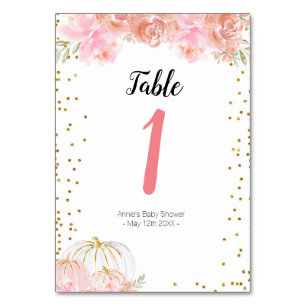 Floral Pumpkin Modern Table Number Kaart