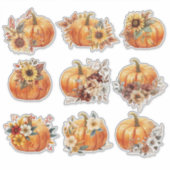 Floral Pumpkin Parade – Elegante Herfst Sticker Se (Voorkant)