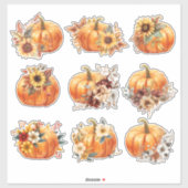 Floral Pumpkin Parade – Elegante Herfst Sticker Se (Vel)