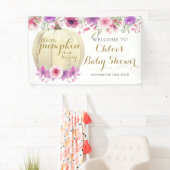 Floral Pumpkin Pink Girl Baby shower Welkom Banne Spandoek (Insitu)
