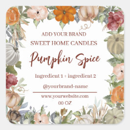Floral Pumpkin productetiket Vierkante Sticker