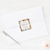 Floral Pumpkin productetiket Vierkante Sticker (Envelop)