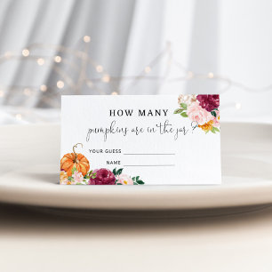 Floral pumpkin raadt hoeveel pompoenspel informatiekaartje