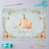 Floral Pumpkin Sinaasappel White Herfst Autumn Lea Tissuepapier (Craft)