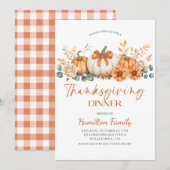 Floral pumpkin Thanksgiving Dinner party Kaart (Voorkant / Achterkant)