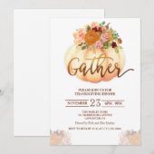 Floral Pumpkin Thanksgiving Innodiging Kaart (Voorkant / Achterkant)