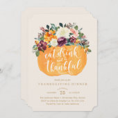 Floral Pumpkin Thanksgiving Innodiging Kaart (Voorkant / Achterkant)