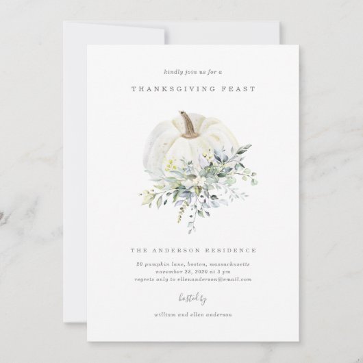 Floral Pumpkin Thanksgiving Innodiging Kaart (Voorkant)