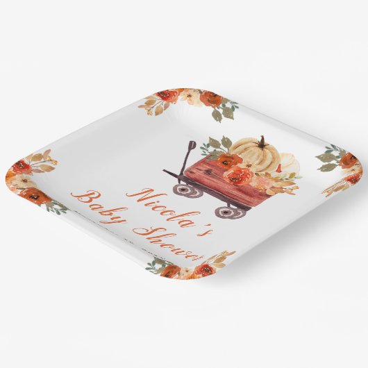 Floral Pumpkin Truck Baby shower Papieren Bordje (Gebogen)