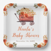 Floral Pumpkin Truck Baby shower Papieren Bordje (Voorkant)