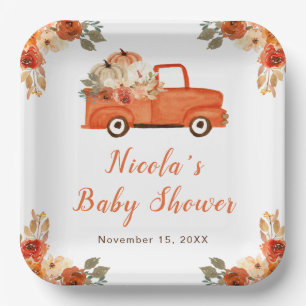 Floral Pumpkin Truck Baby shower Papieren Bordje