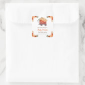 Floral Pumpkin Truck Baby shower Vierkante Sticker (Tas)