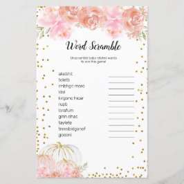Floral Pumpkin Waterverf Word Scramble Game