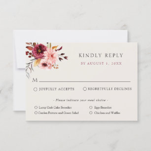 Floral Pumpkin Wedding RSVP-reactiekaart Kaart
