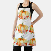 Floral Pumpkin White Apron Schort (Insitu)