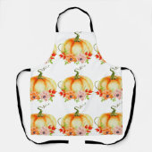 Floral Pumpkin White Apron Schort (Voorkant)