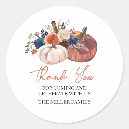 Floral Pumpkins autumn fall Sticker (Voorkant)