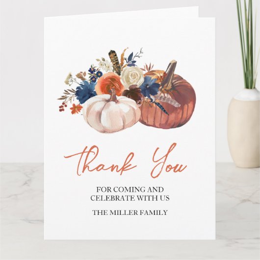 Floral Pumpkins autumn Thank you card Bedankkaart (Voorkant)
