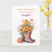 Floral Pumpkins Cowboy Boots Thanksgiving Kaart (Gele Bloem)