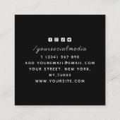 Floral Punk Rock Koe Tattoo artistieke sociale med Vierkante Visitekaartje (Achterkant)