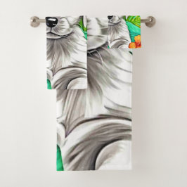 Floral Puppy Art Bad Handdoek