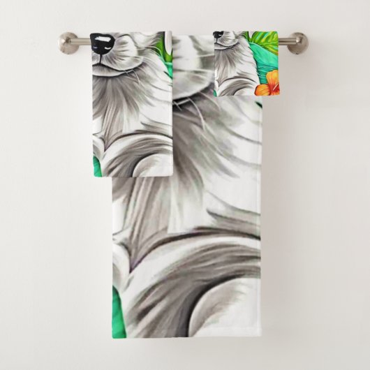 Floral Puppy Art Bad Handdoek (Insitu)