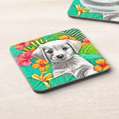 Floral Puppy Art Bier Onderzetter (Linkerzijde)