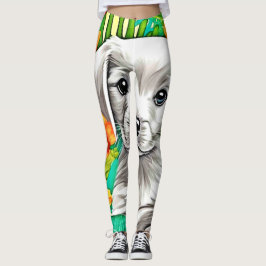 Floral Puppy Art Leggings