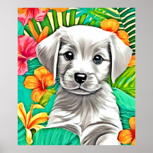Floral Puppy Art