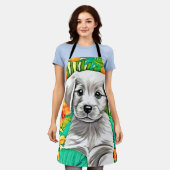 Floral Puppy Art Schort (Gedragen)