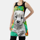 Floral Puppy Art Schort (Insitu)