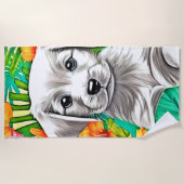 Floral Puppy Art Strandlaken (Voorkant)