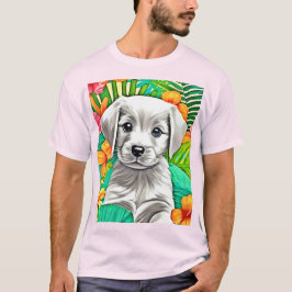 Floral Puppy Art T-shirt