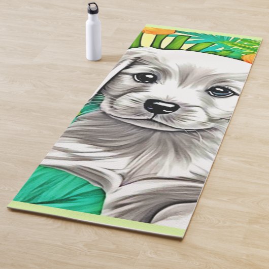 Floral Puppy Art Yogamat (In situ)