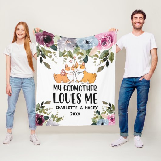 Floral Puppy My Godmoeder houdt van mij gepersonal Fleece Deken (In situ)