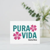 Floral Pura Vida Pink en Green Design Briefkaart (Staand voorkant)