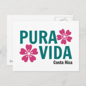 Floral Pura Vida Pink en Green Design Briefkaart (Voorkant / Achterkant)