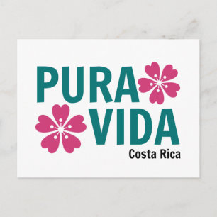 Floral Pura Vida Pink en Green Design Briefkaart