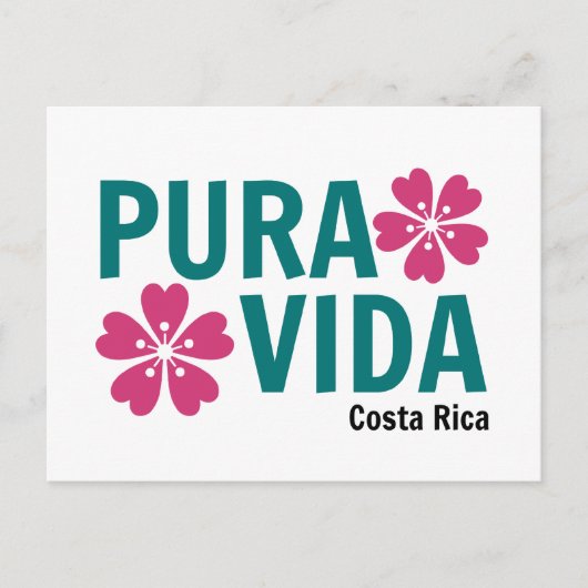 Floral Pura Vida Pink en Green Design Briefkaart (Voorkant)