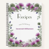 Floral Purple Thistle Elegant Frame Recipe  Notitieboek (Voorkant)