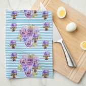 Floral Purple Viola Blue Lilac Pansy Womans Name Theedoek (Quarter Fold)