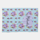 Floral Purple Viola Blue Lilac Pansy Womans Name Theedoek (Horizontaal)