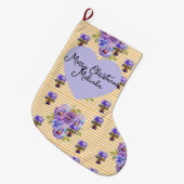 Floral Purple Viola Yellow Pansy Christmas Name Grote Kerstsok (Voorkant (Hangend))