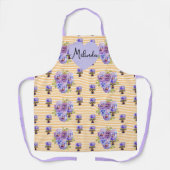 Floral Purple Viola Yellow Pansy Christmas Name Schort (Voorkant)