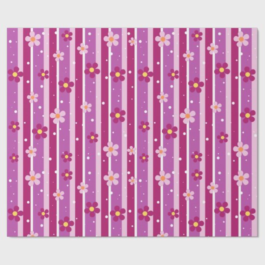 Floral Purple Wrapping Paper Cadeaupapier (Vlak)